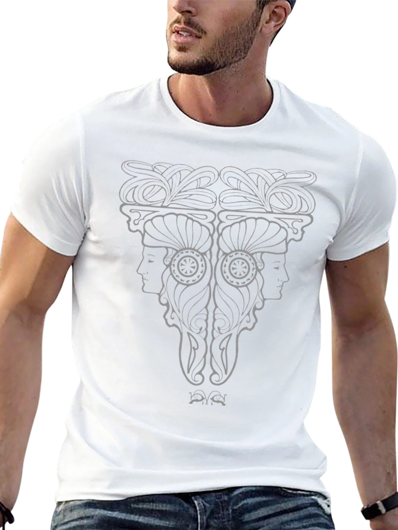 Abstract Twin Face Graphic Tee