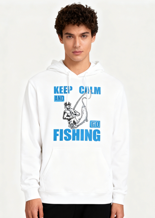 Fishing Theme Graphic Hooded Sweatshirt