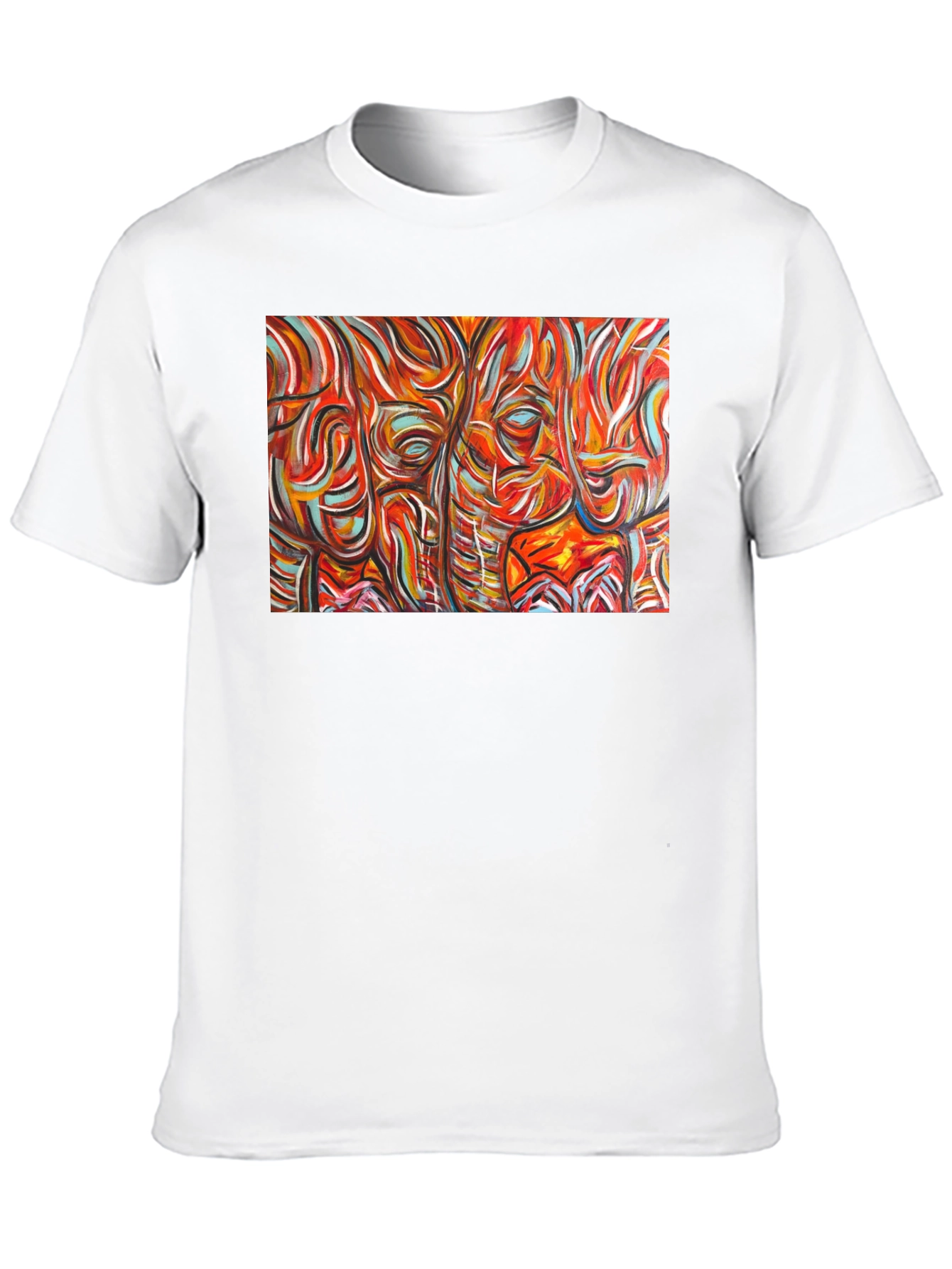 Abstract Elephant Print Black T-Shirt