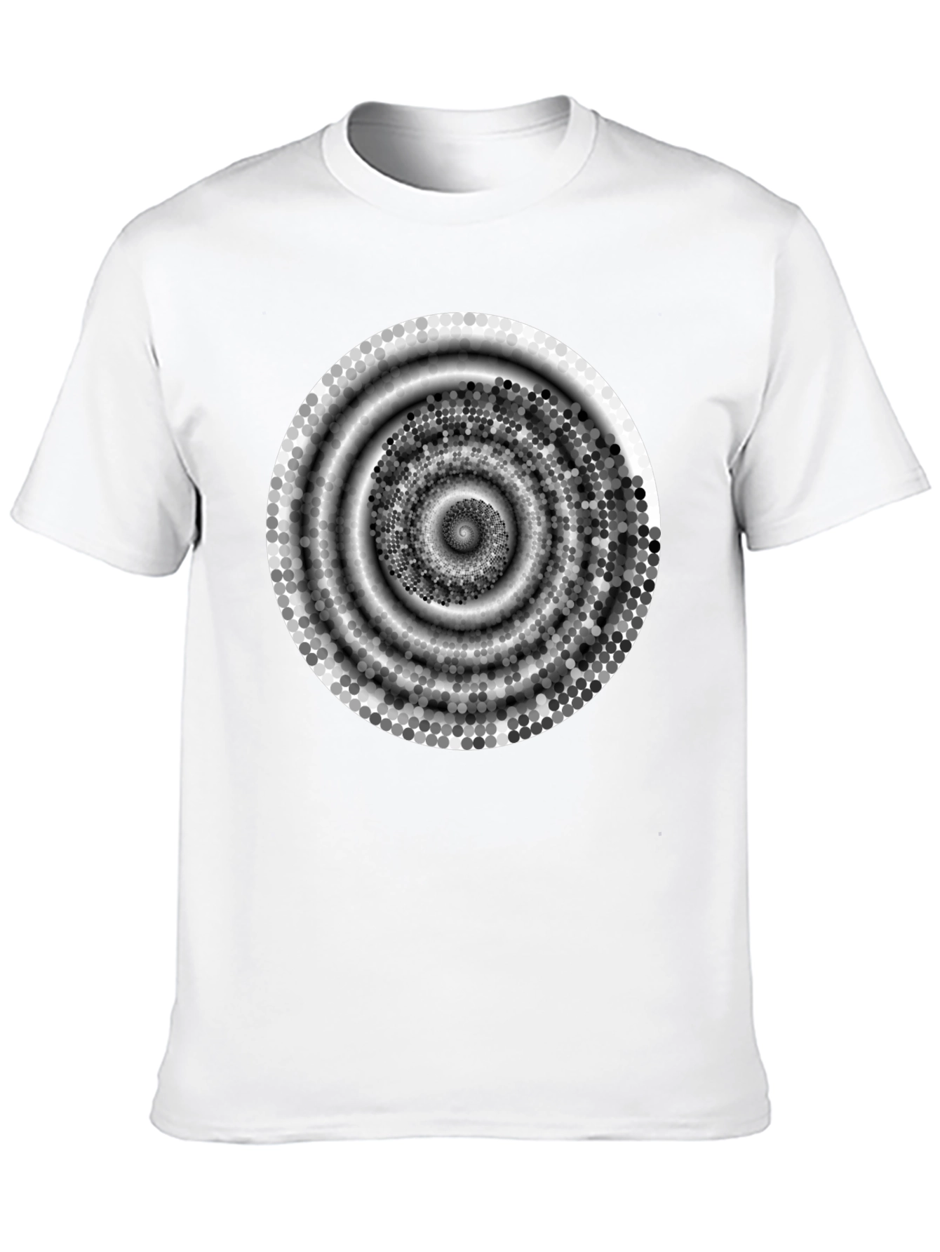 Abstract Spiral Design Black Cotton T-Shirt