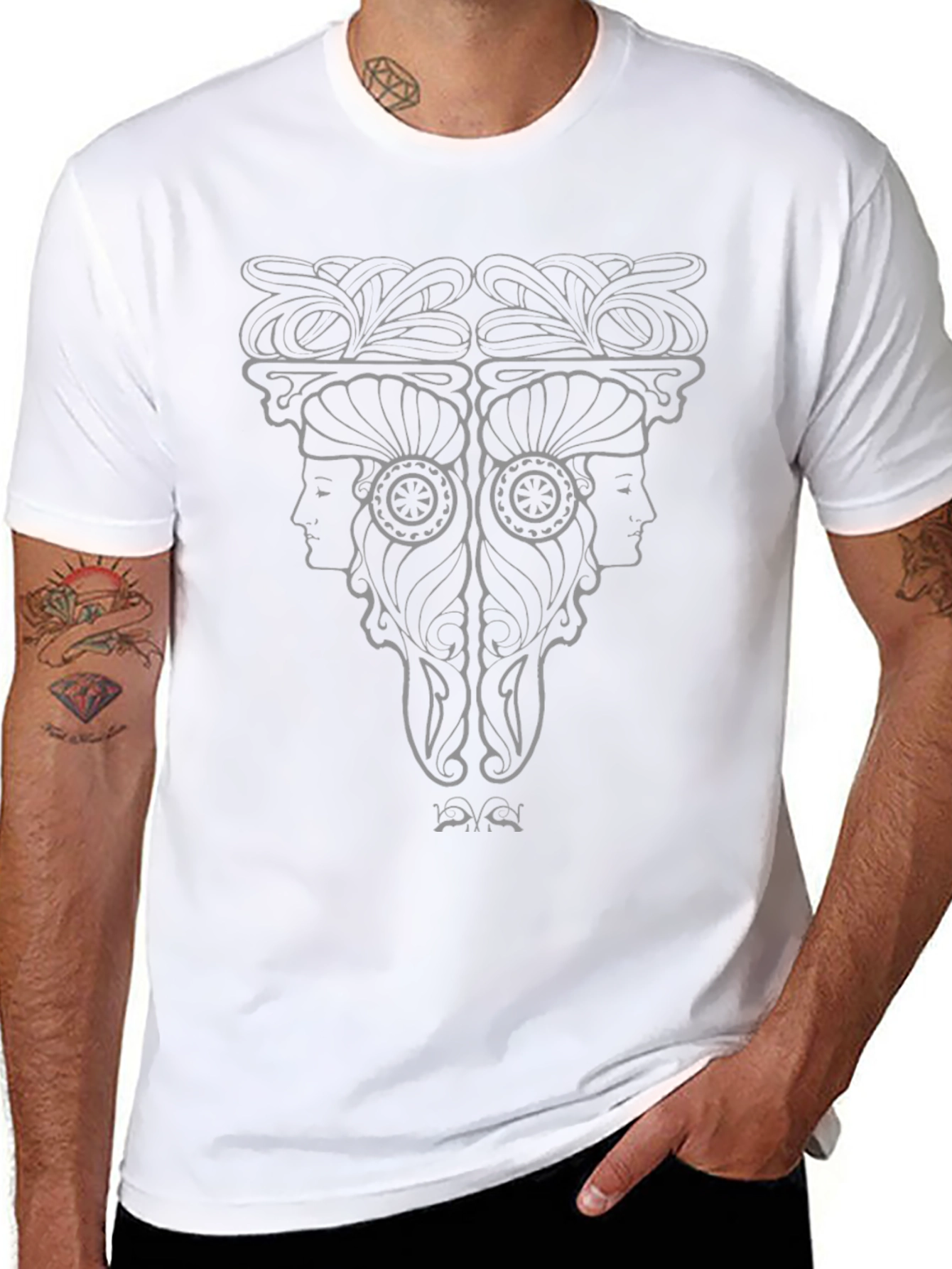Abstract Twin Face Graphic Tee