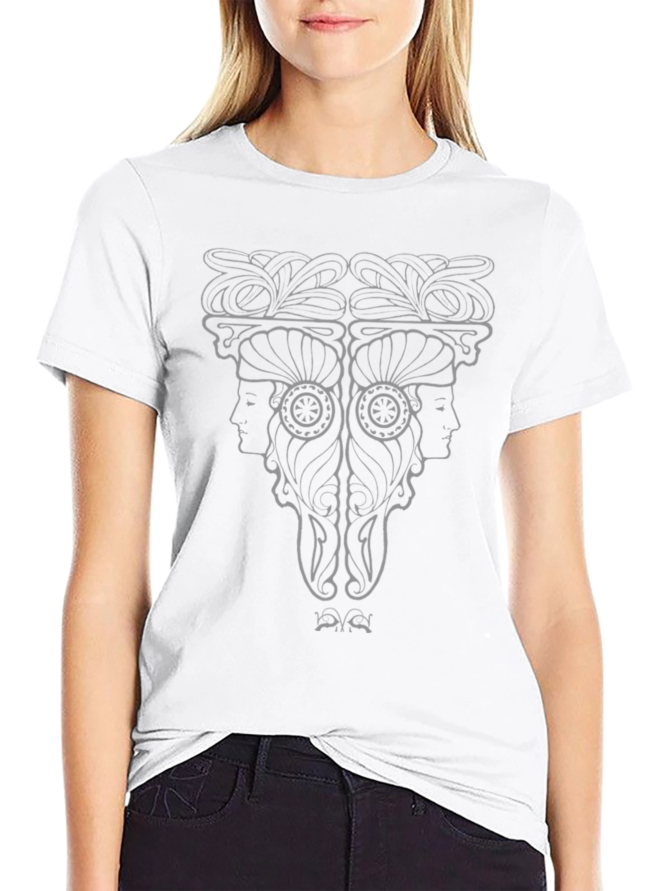 Abstract Twin Face Graphic Tee