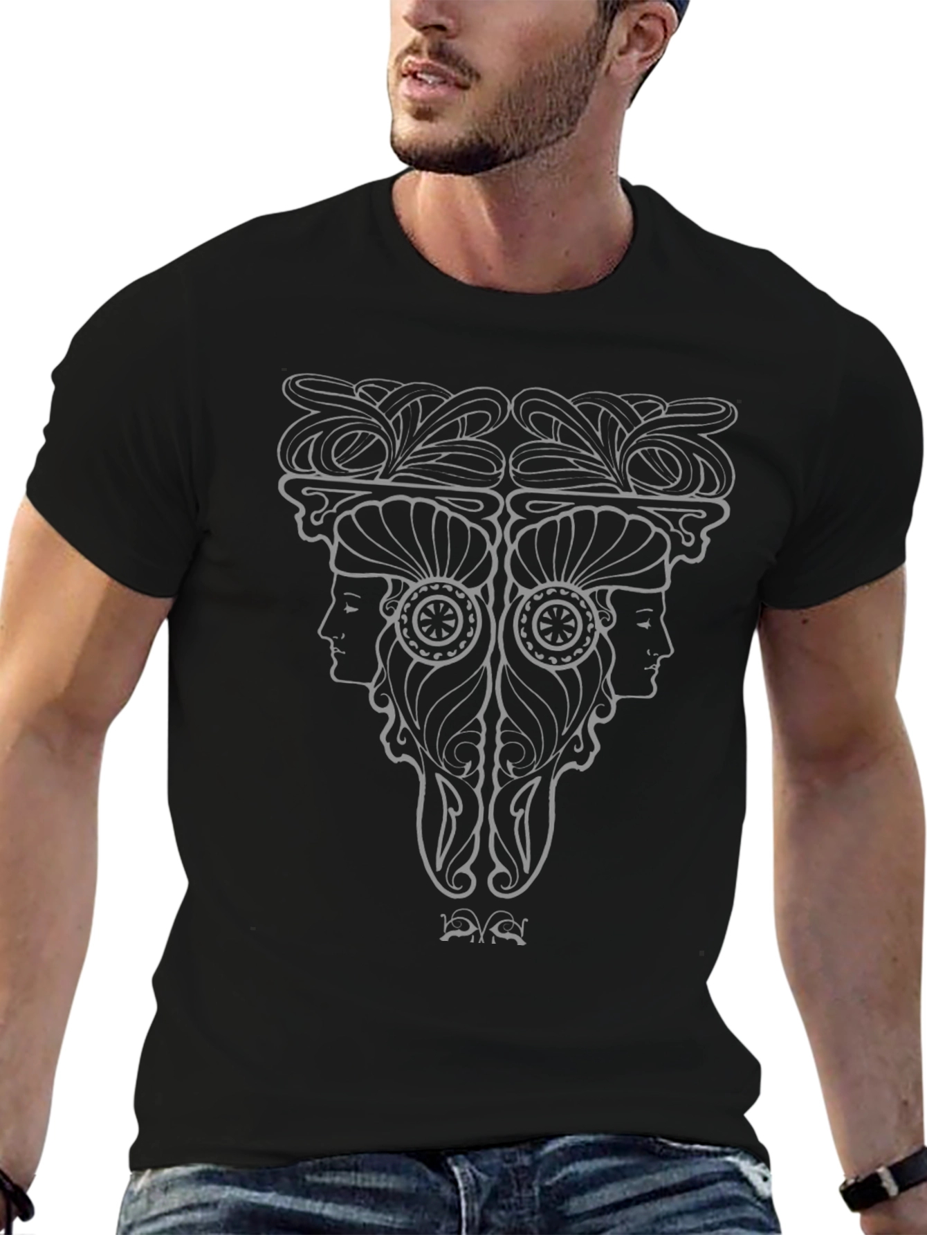 Abstract Twin Face Graphic Tee