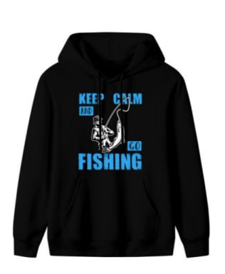 Fishing Theme Graphic Hooded Sweatshirt