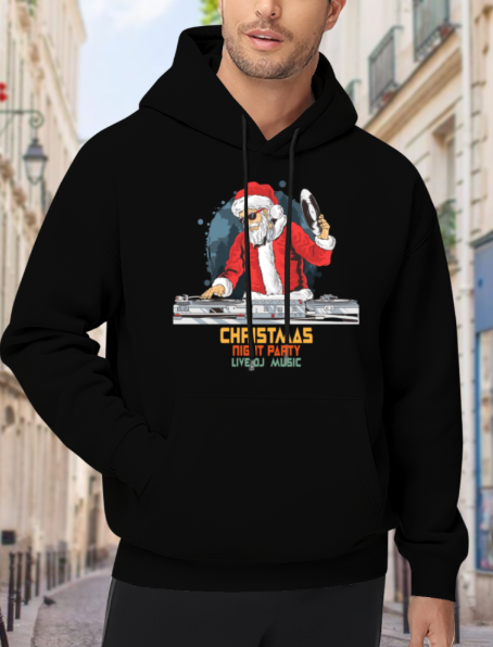 Santa DJ Live Music Christmas Hooded Sweatshirt