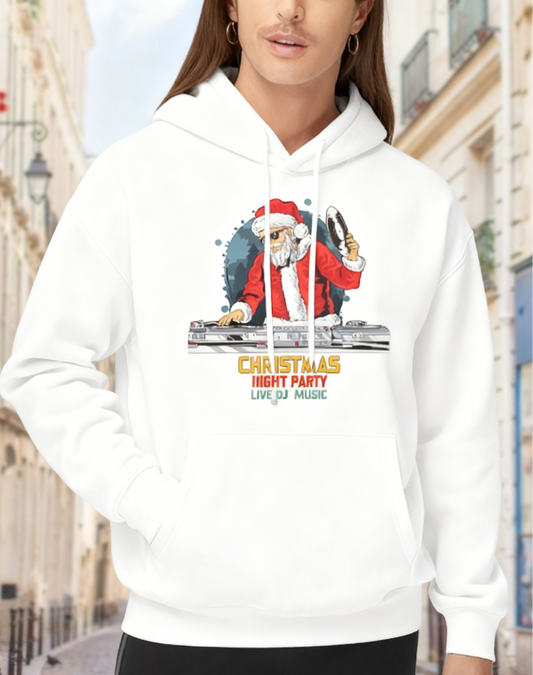 Santa DJ Live Music Christmas Hooded Sweatshirt