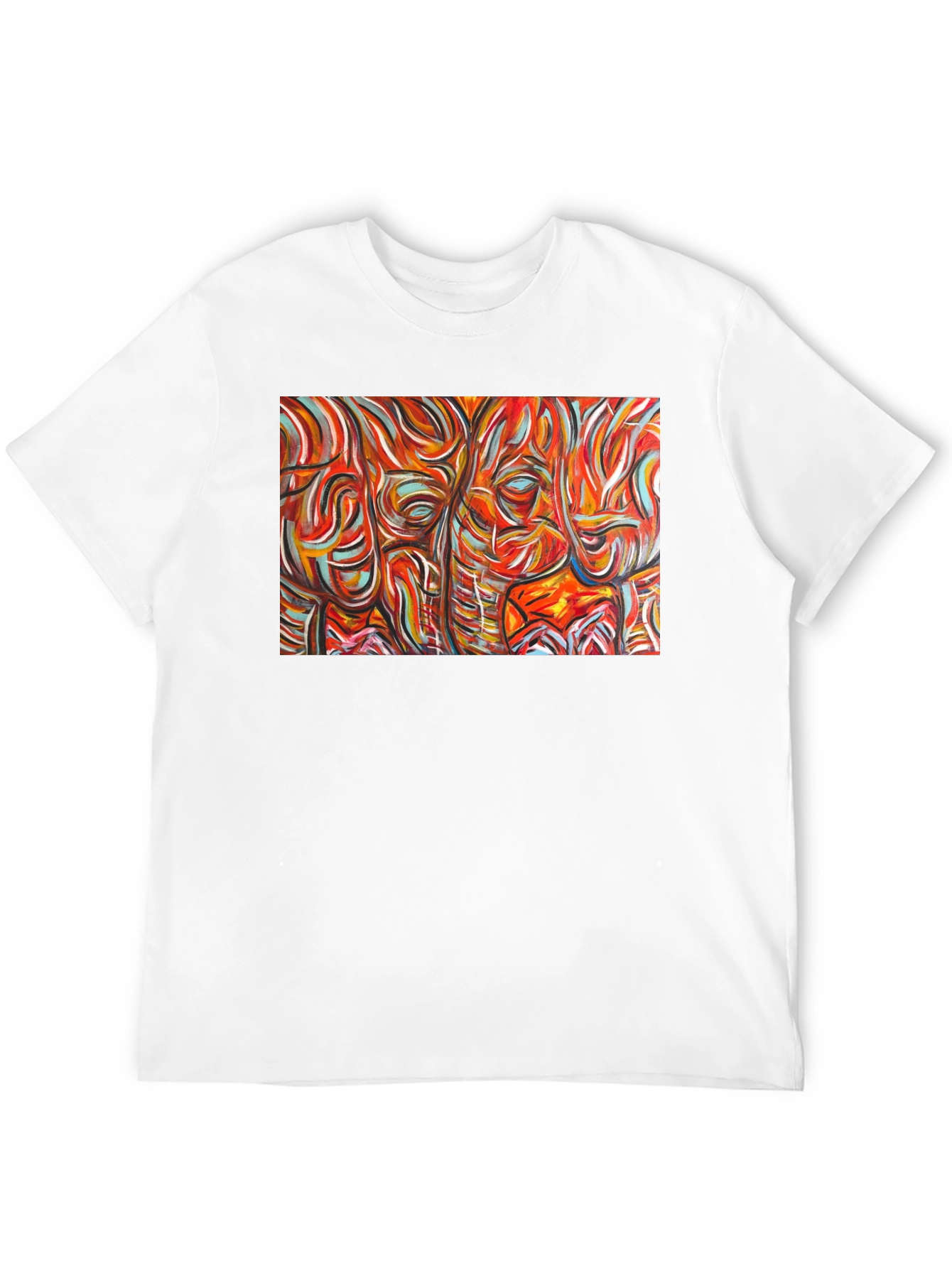 Abstract Elephant Print Black T-Shirt