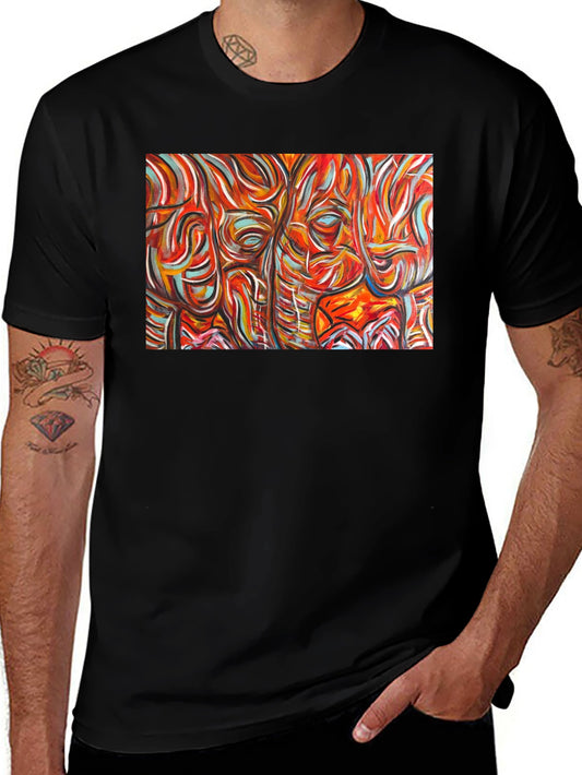Abstract Elephant Print Black T-Shirt