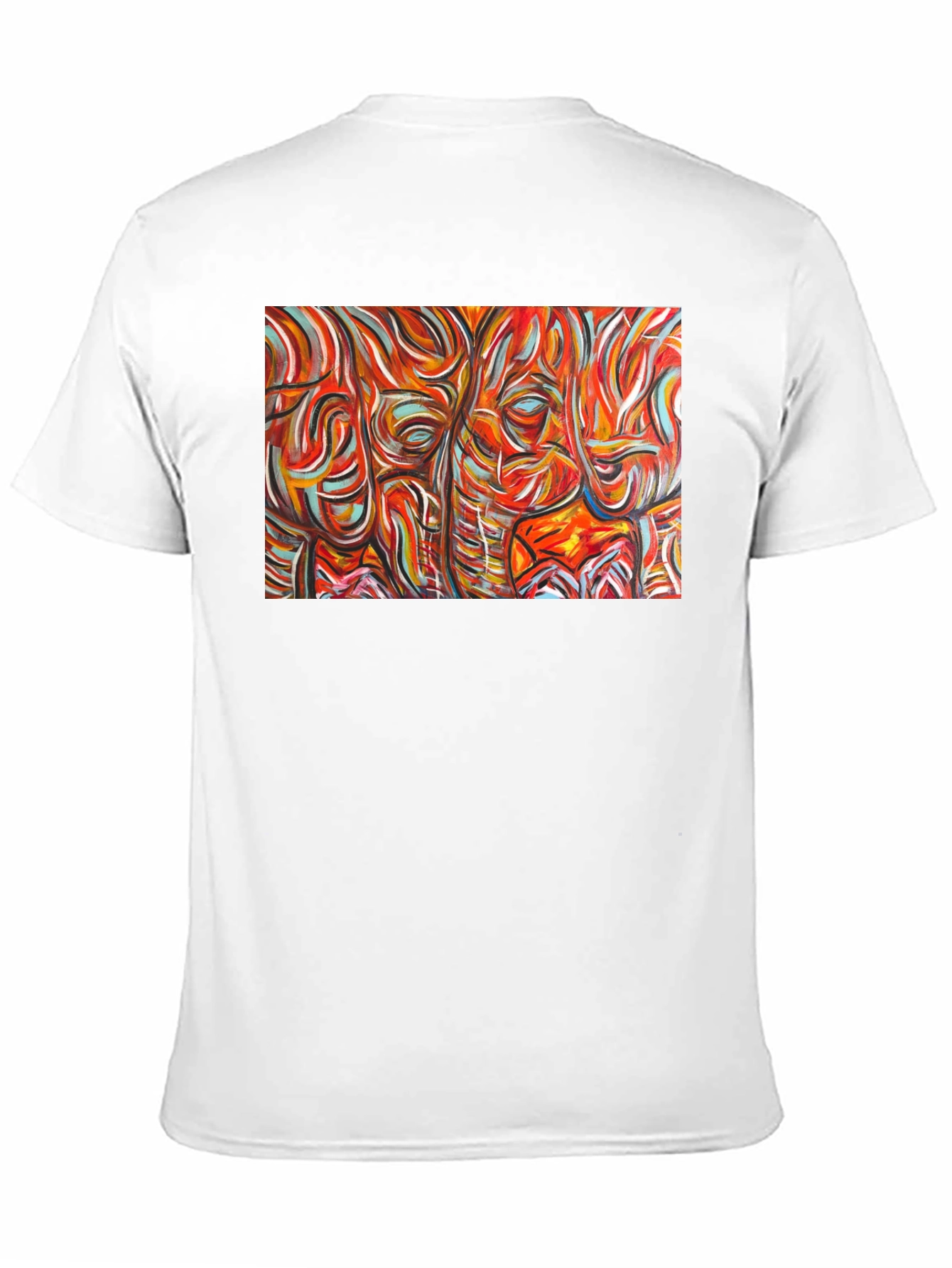 Abstract Elephant Print Black T-Shirt