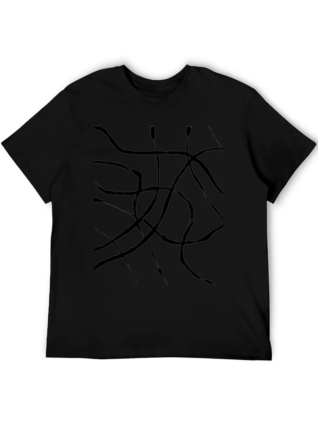 Abstract Line Art Black T-Shirt