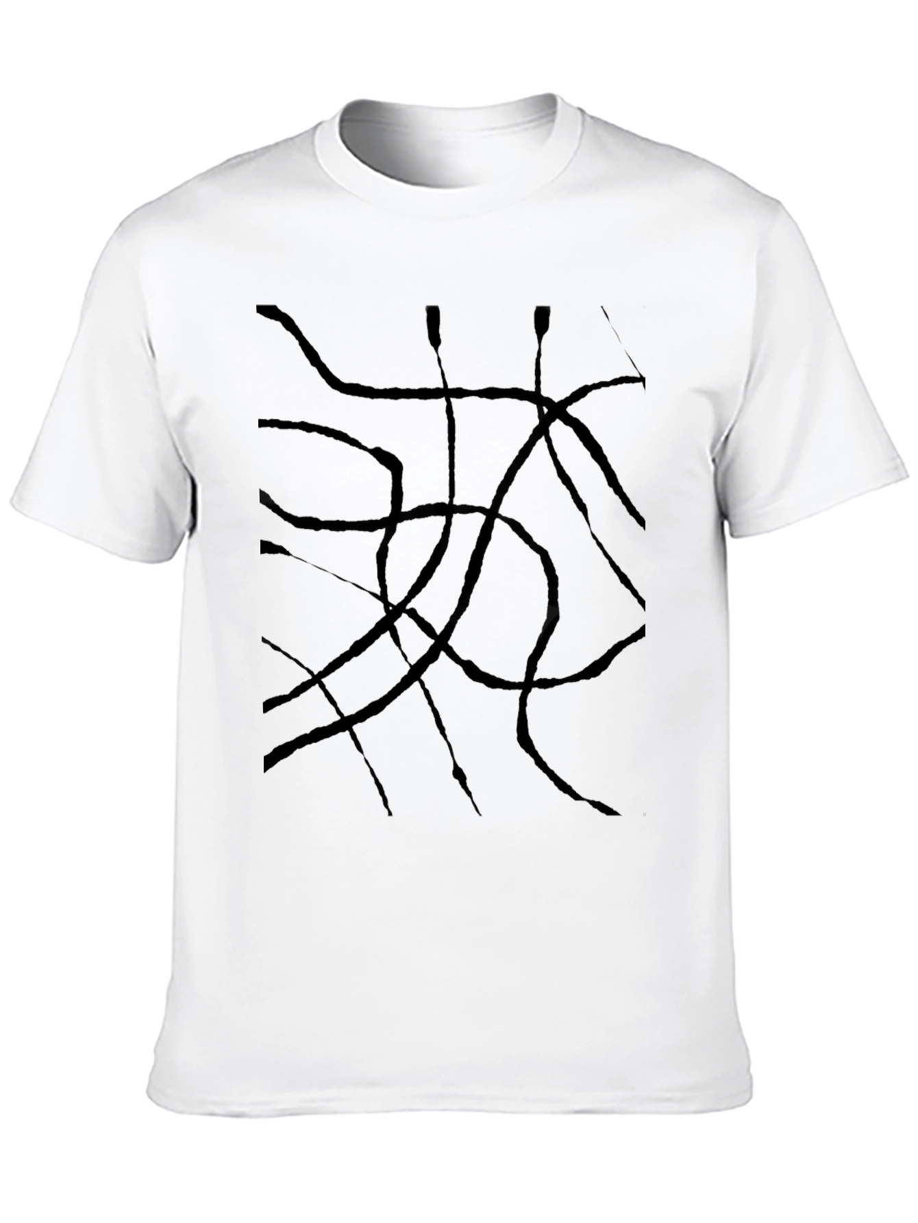 Abstract Line Art Black T-Shirt