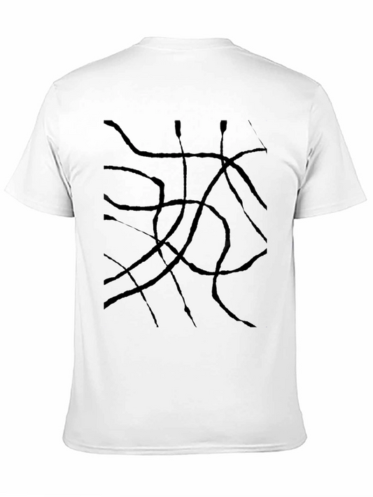 Abstract Line Art Black T-Shirt