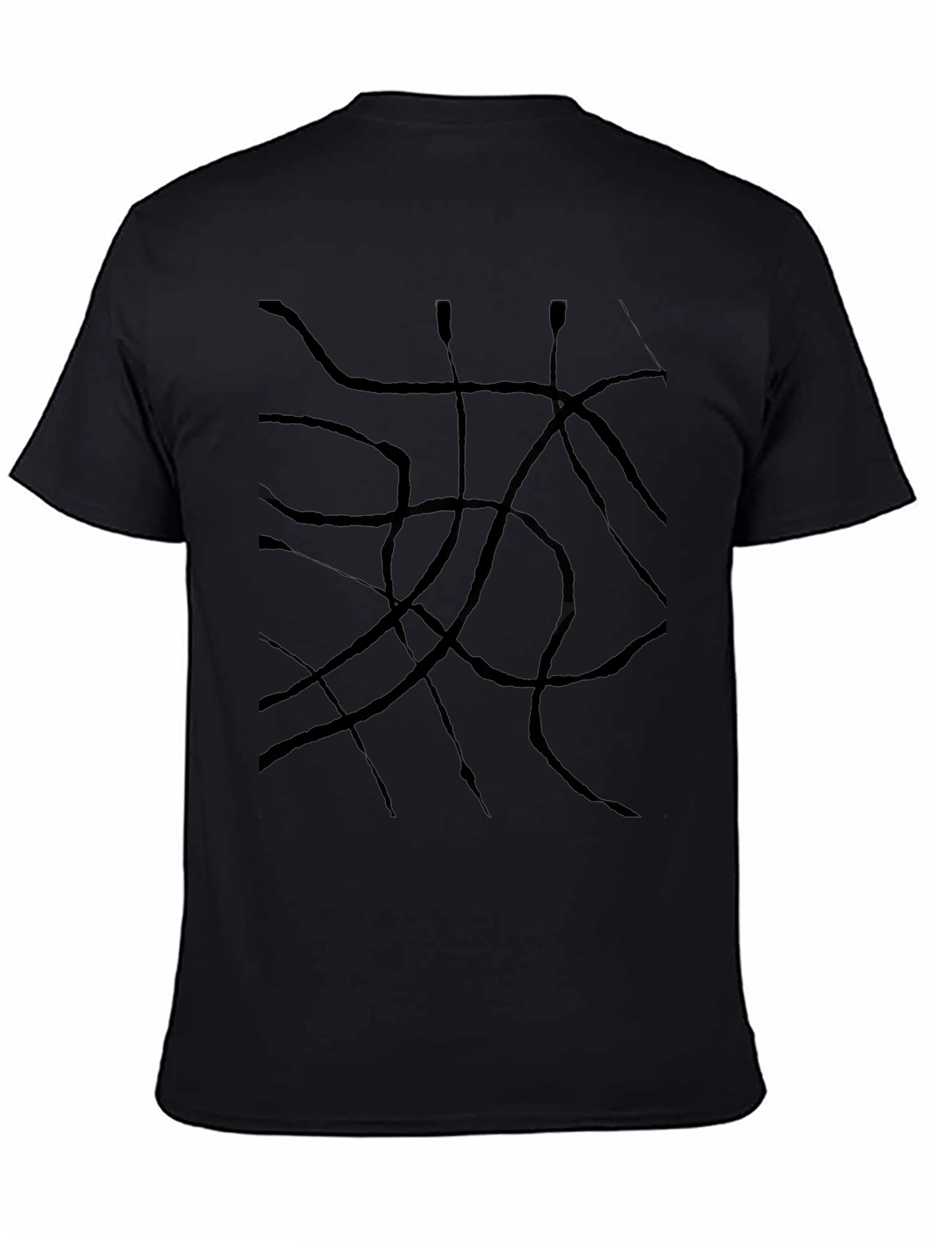 Abstract Line Art Black T-Shirt