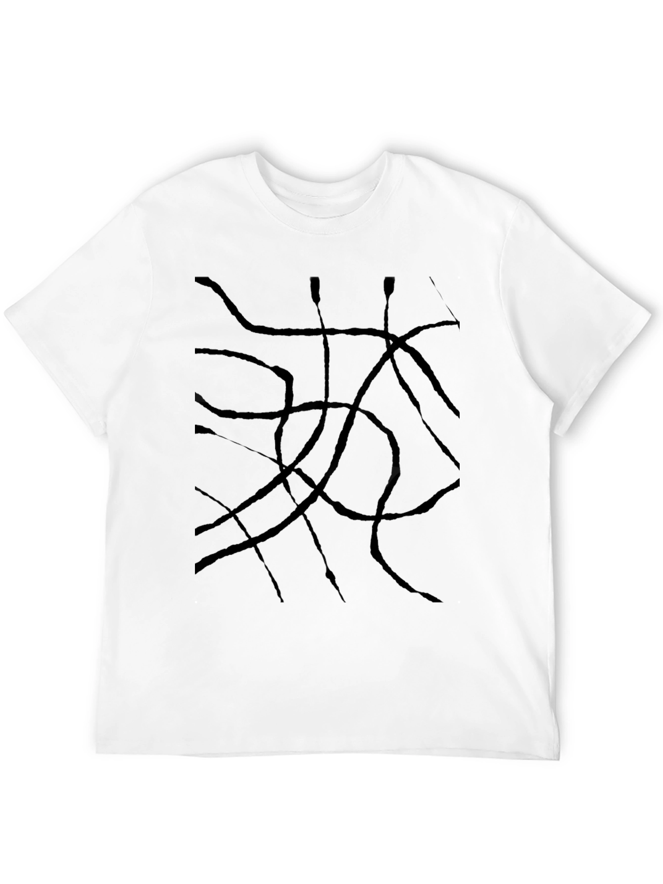 Abstract Line Art Black T-Shirt
