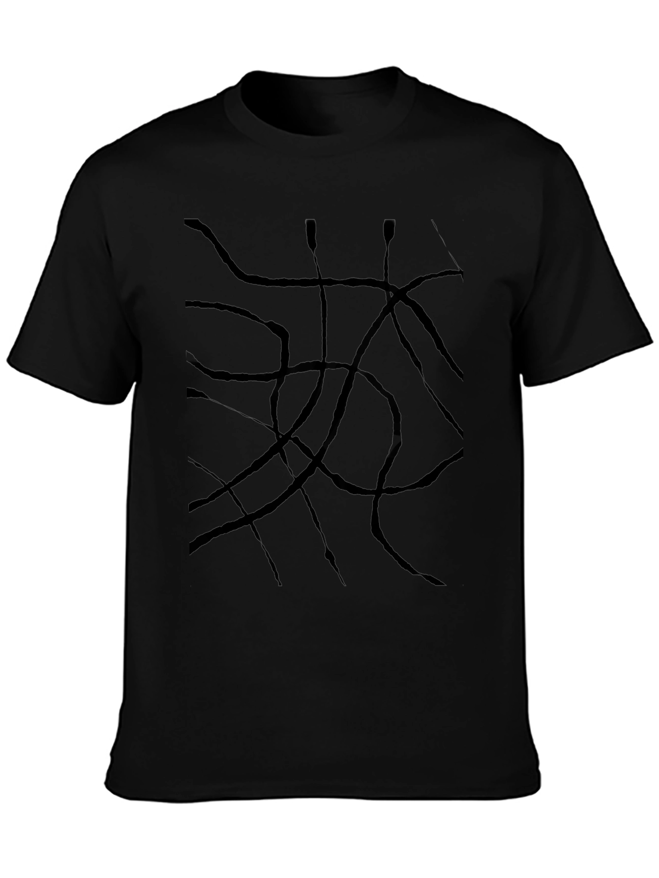 Abstract Line Art Black T-Shirt