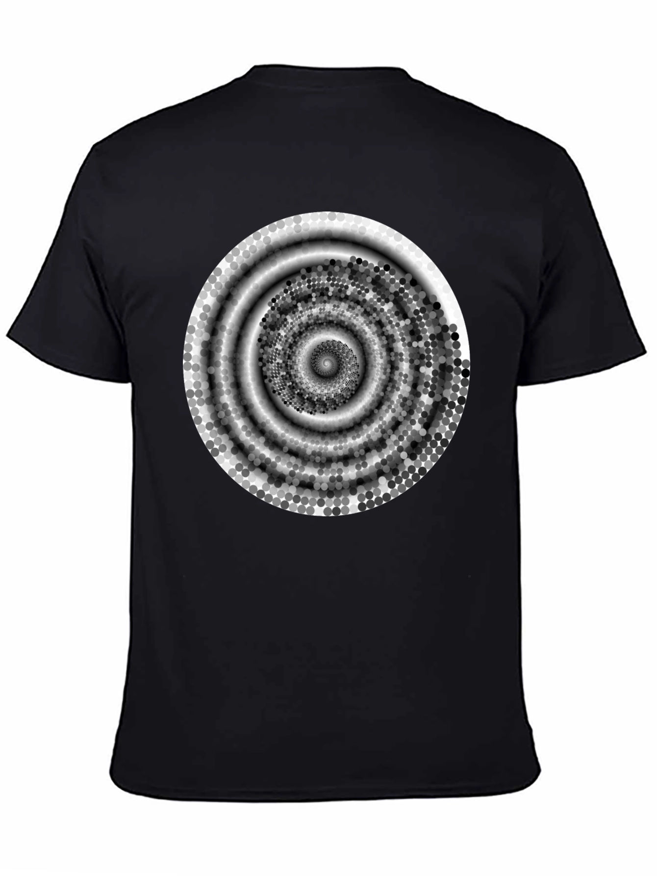 Abstract Spiral Design Black Cotton T-Shirt