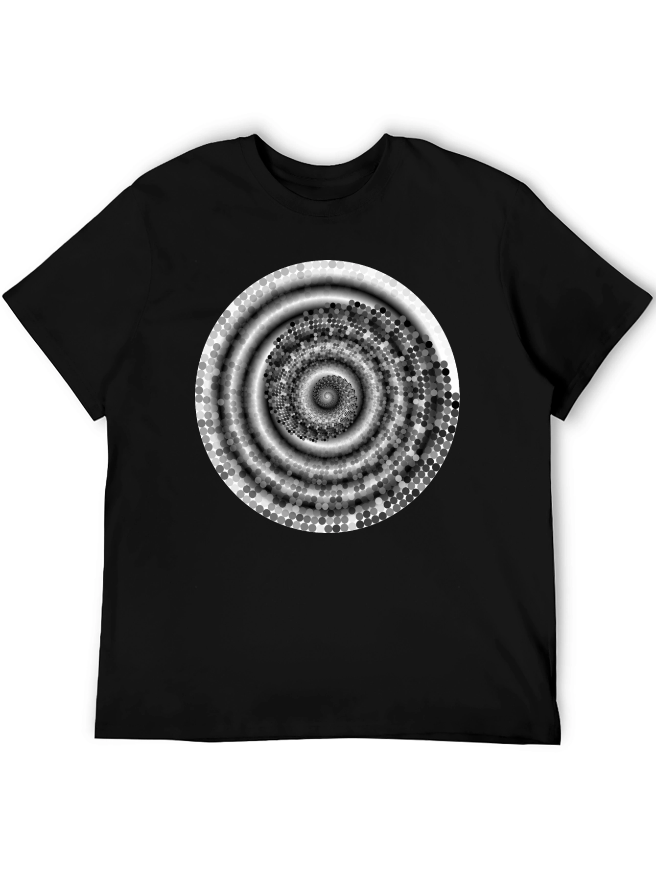 Abstract Spiral Design Black Cotton T-Shirt