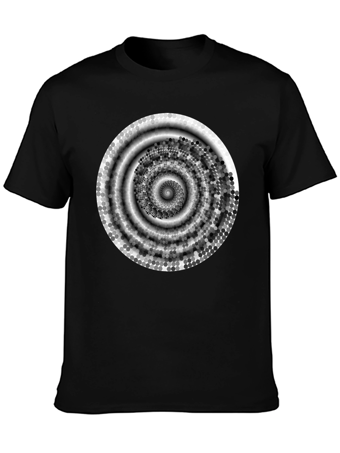 Abstract Spiral Design Black Cotton T-Shirt