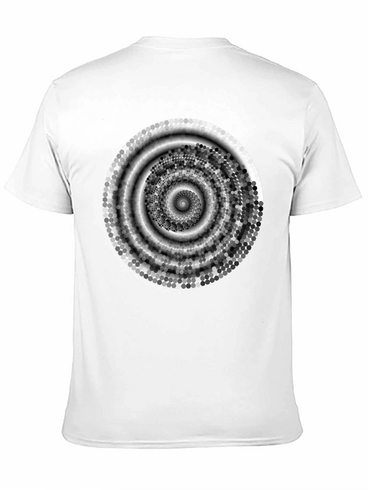 Abstract Spiral Design Black Cotton T-Shirt
