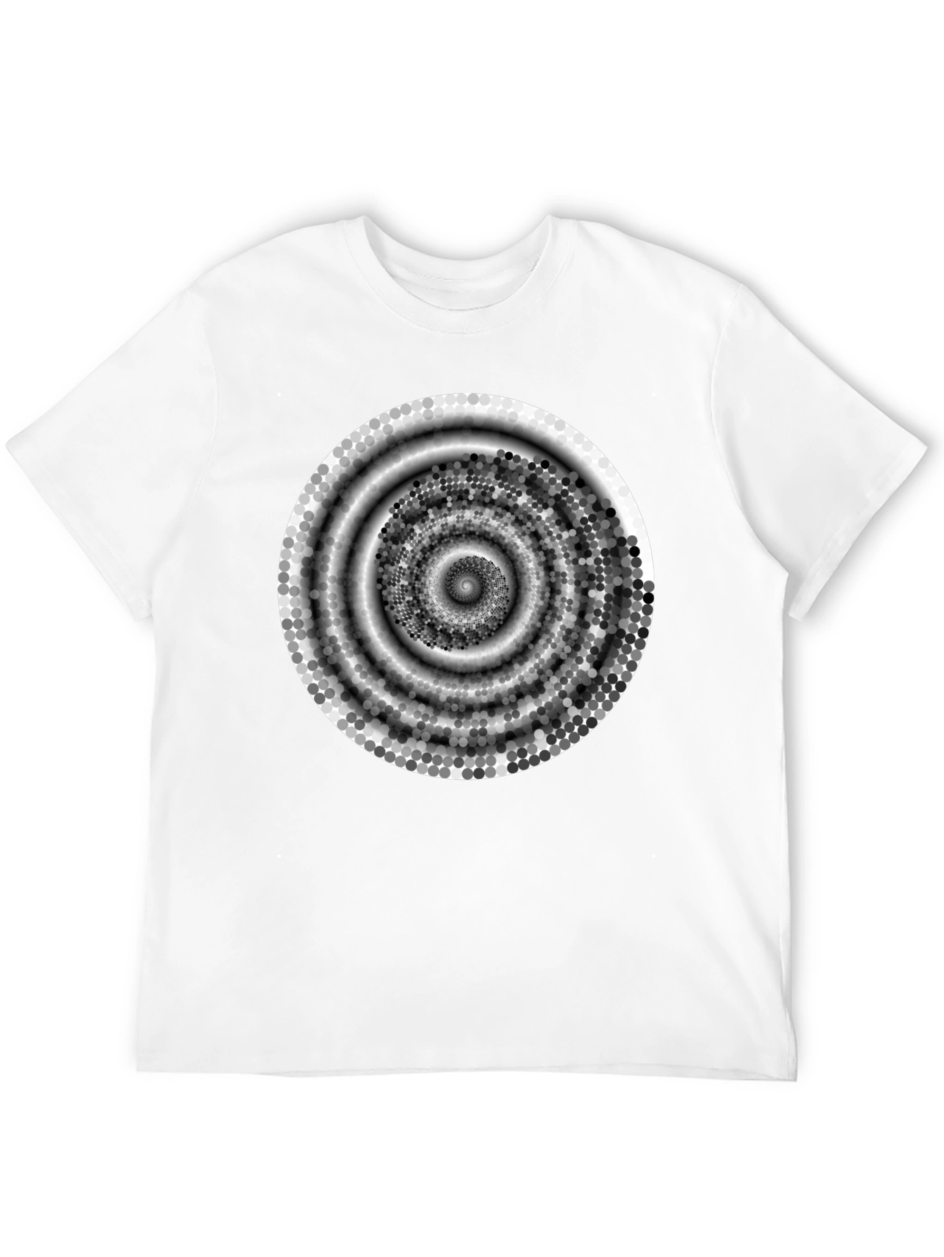 Abstract Spiral Design Black Cotton T-Shirt