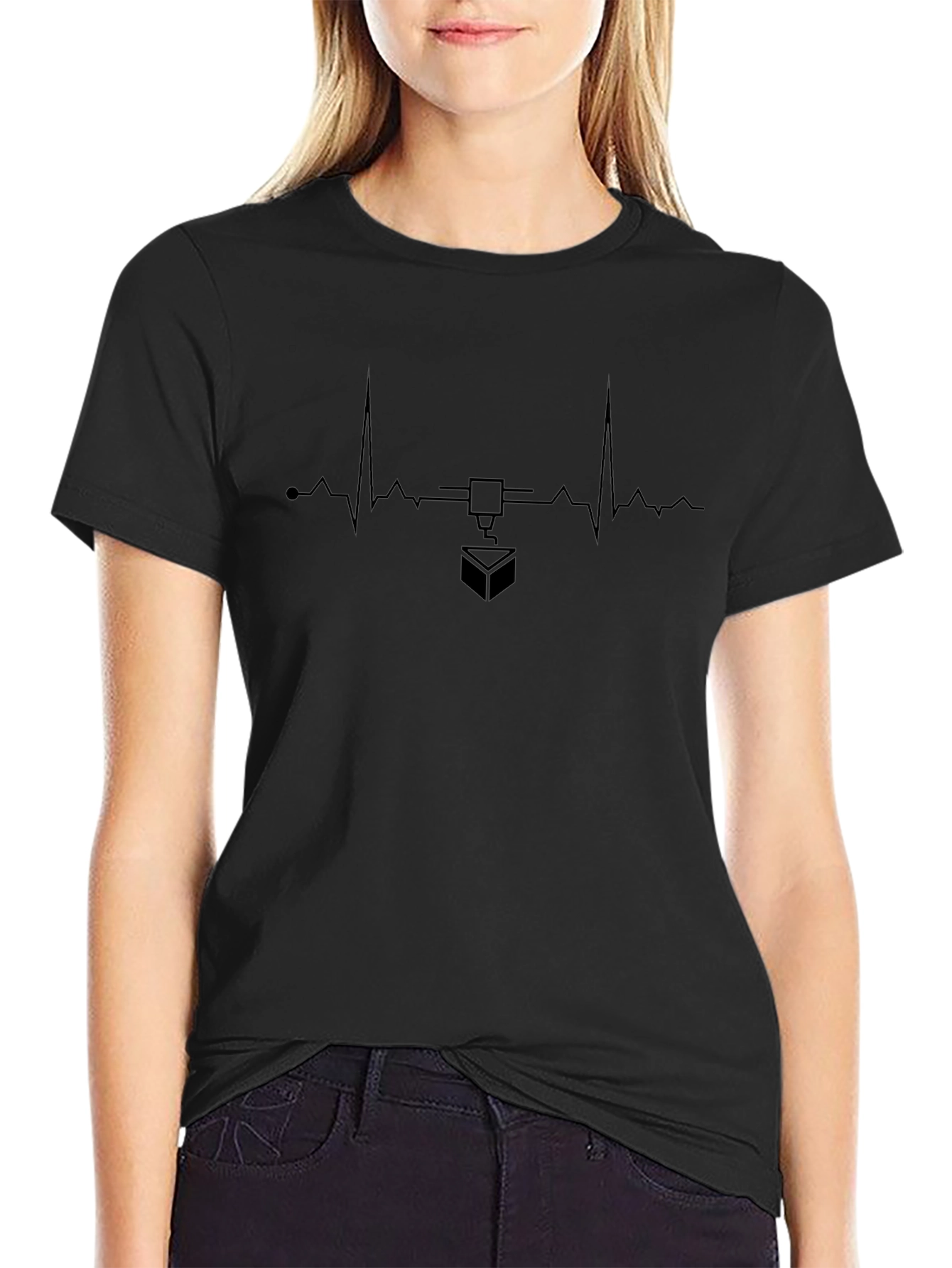 3D Printing Heartbeat T-Shirt - Black