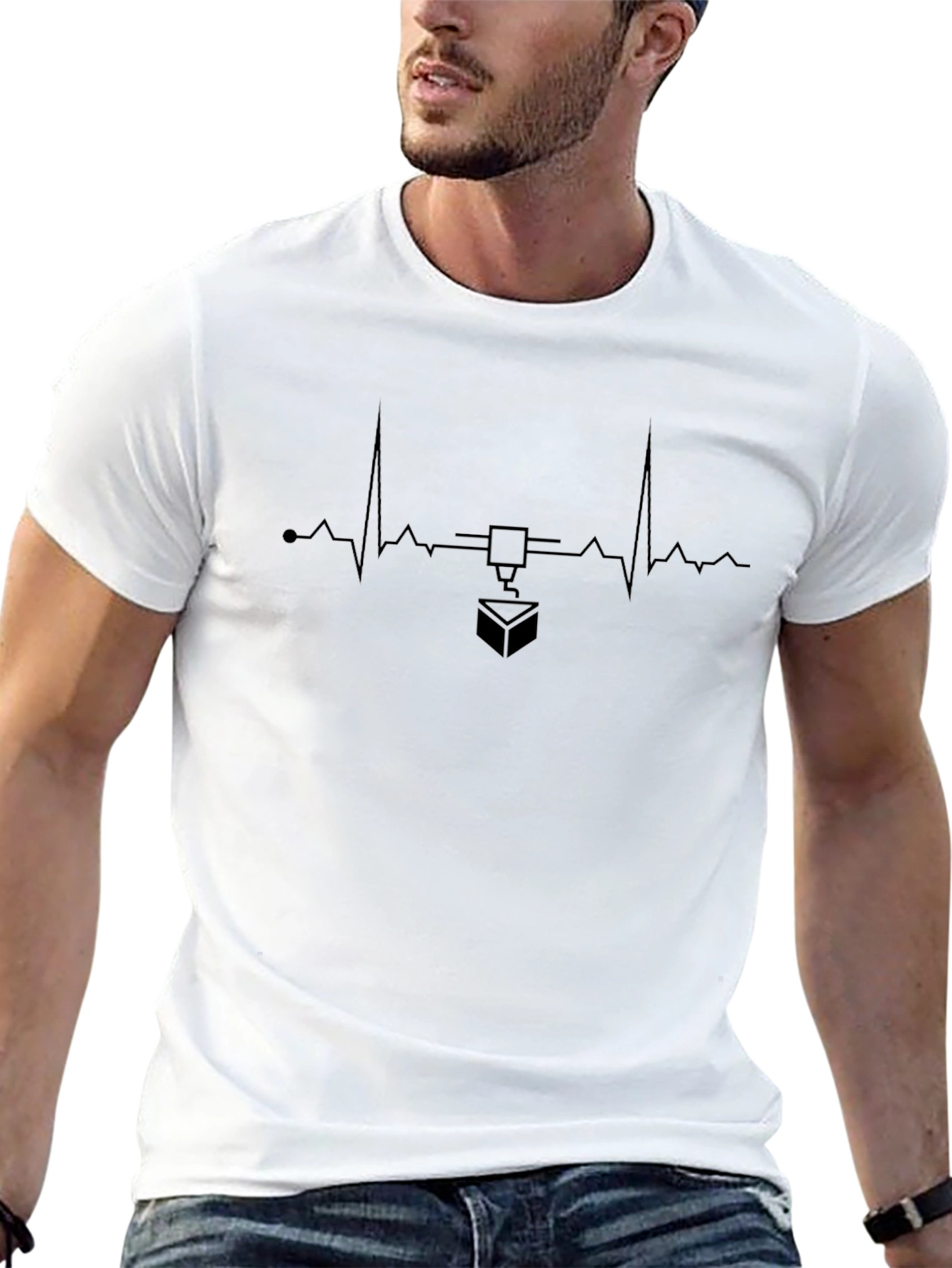 3D Printing Heartbeat T-Shirt - Black