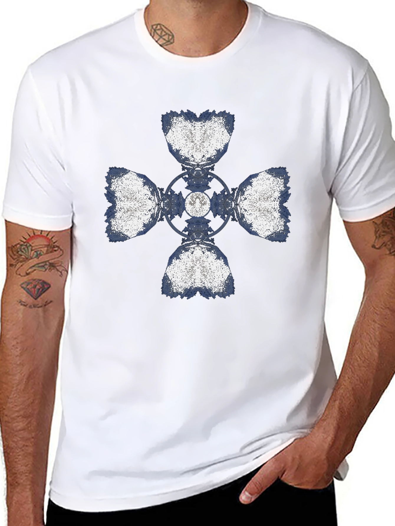 Abstract Cross Graphic Print T-Shirt - Black