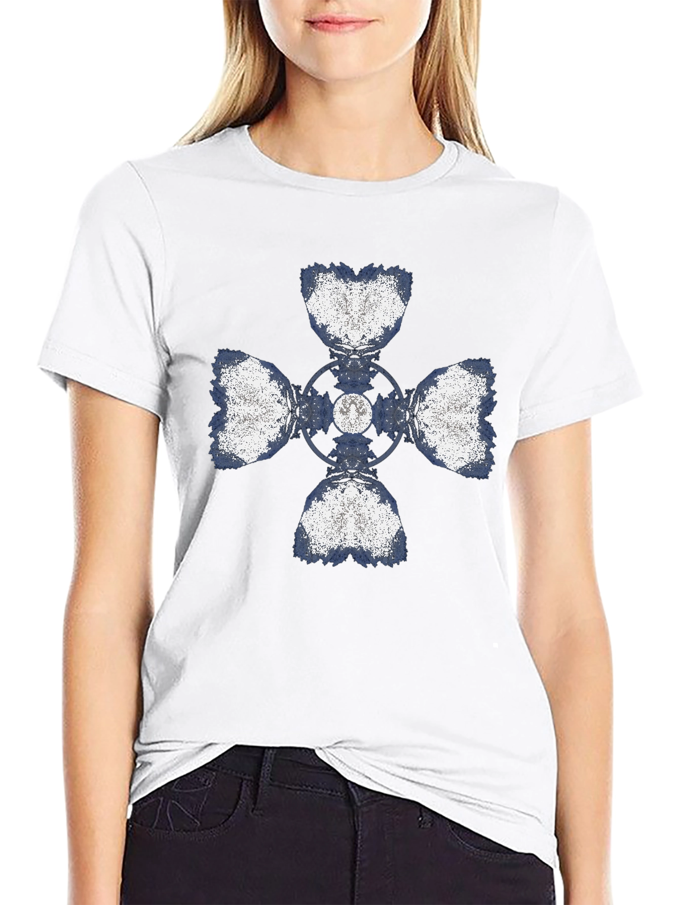 Abstract Cross Graphic Print T-Shirt - Black