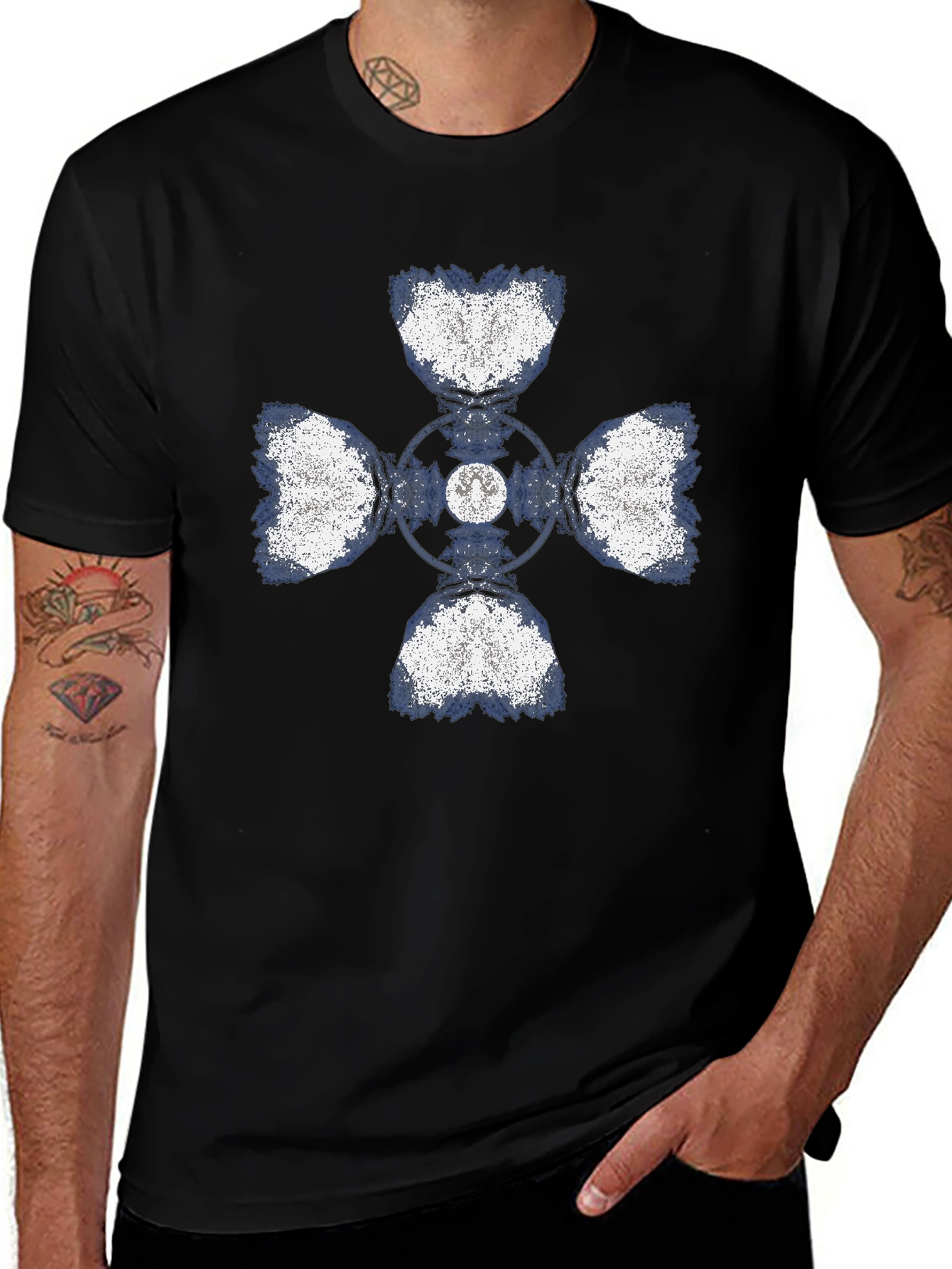 Abstract Cross Graphic Print T-Shirt - Black