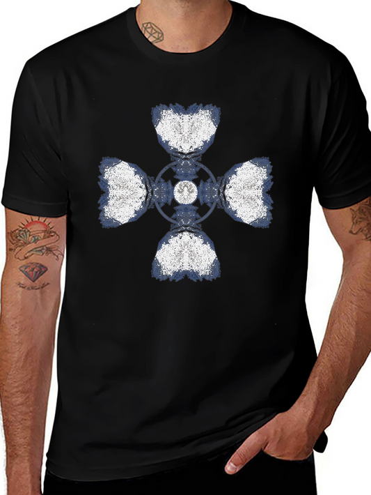 Abstract Cross Graphic Print T-Shirt - Black