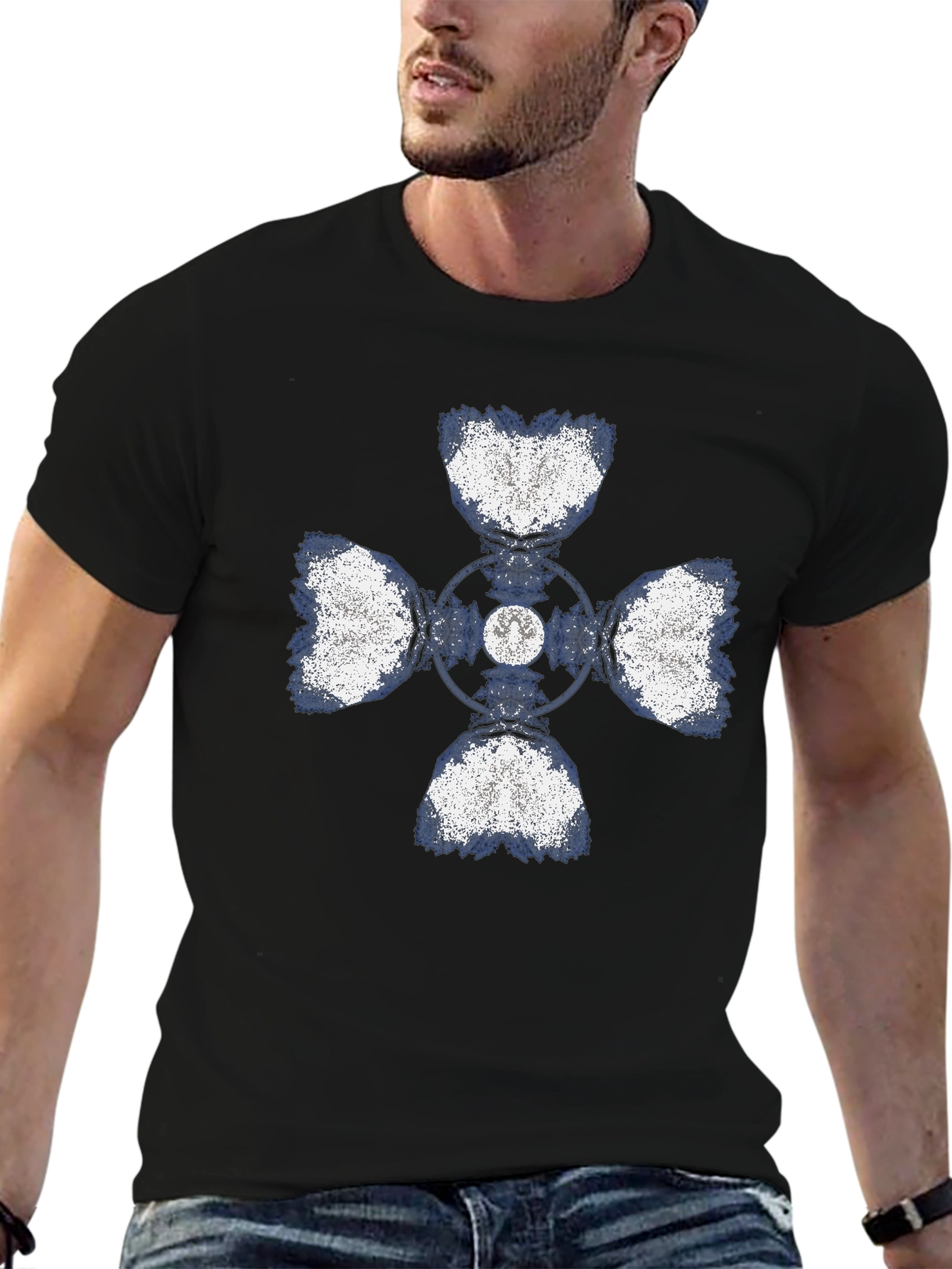 Abstract Cross Graphic Print T-Shirt - Black