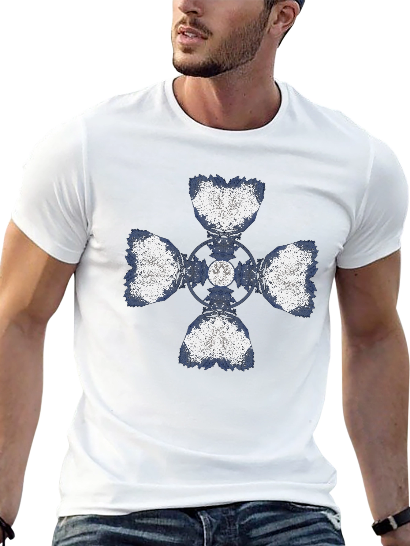 Abstract Cross Graphic Print T-Shirt - Black