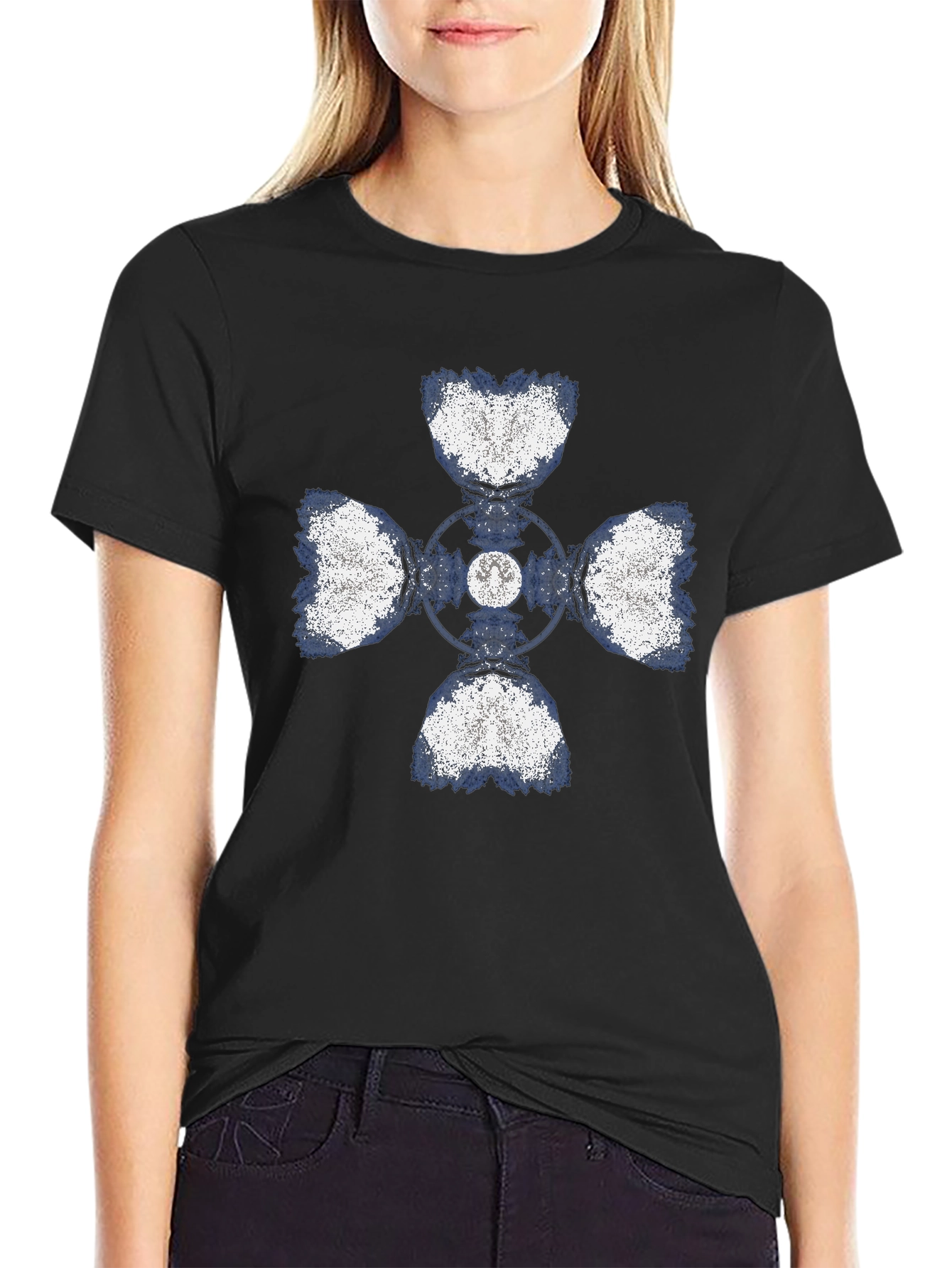 Abstract Cross Graphic Print T-Shirt - Black
