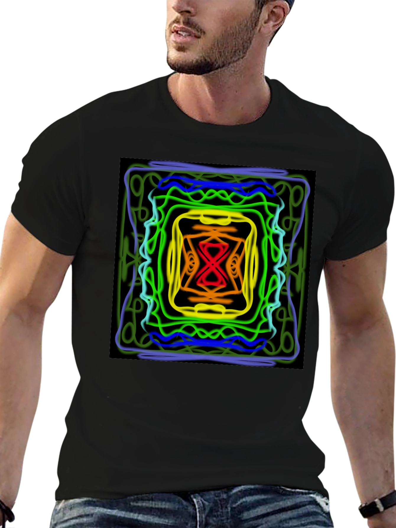 Abstract Graphic Print Black T-Shirt