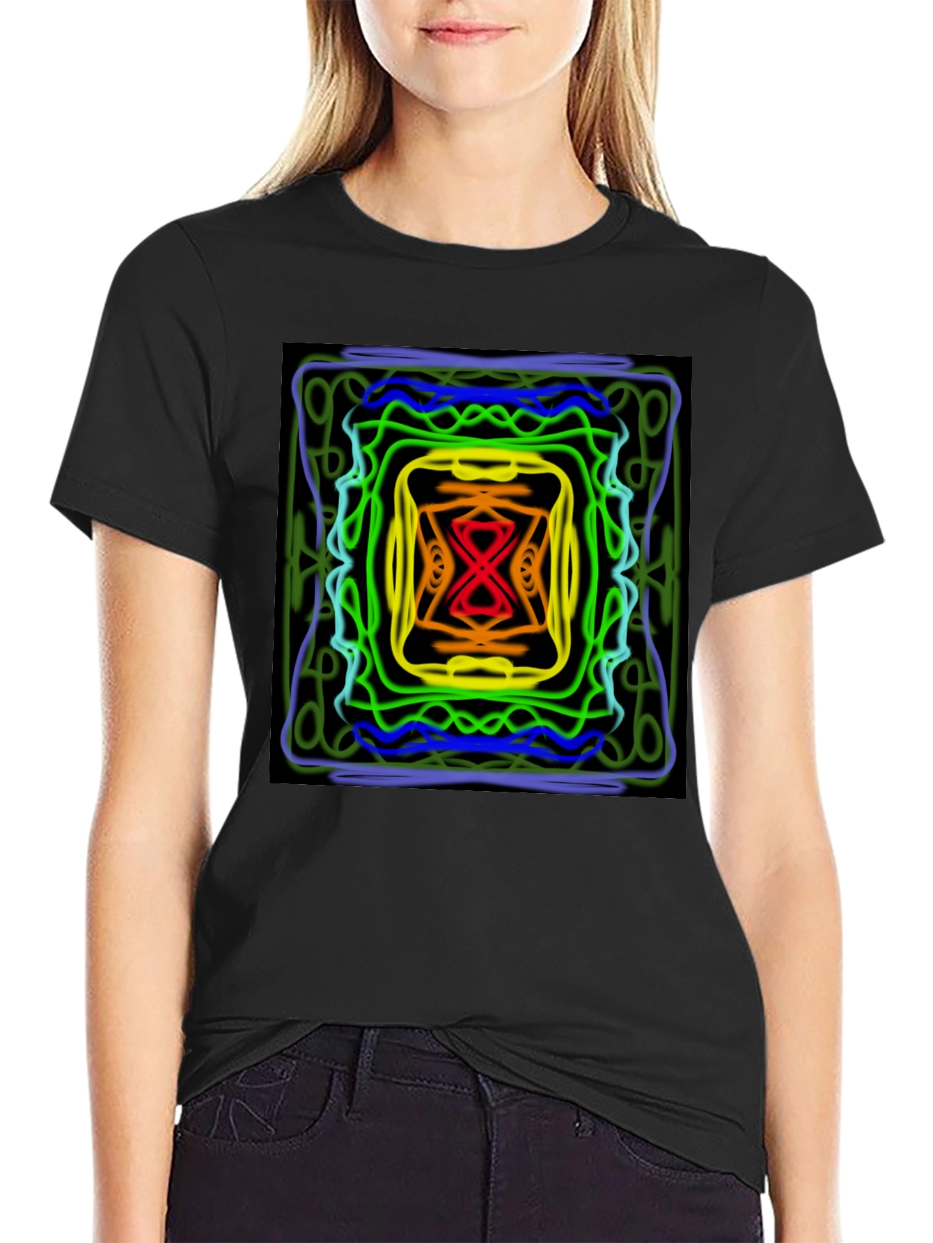 Abstract Graphic Print Black T-Shirt