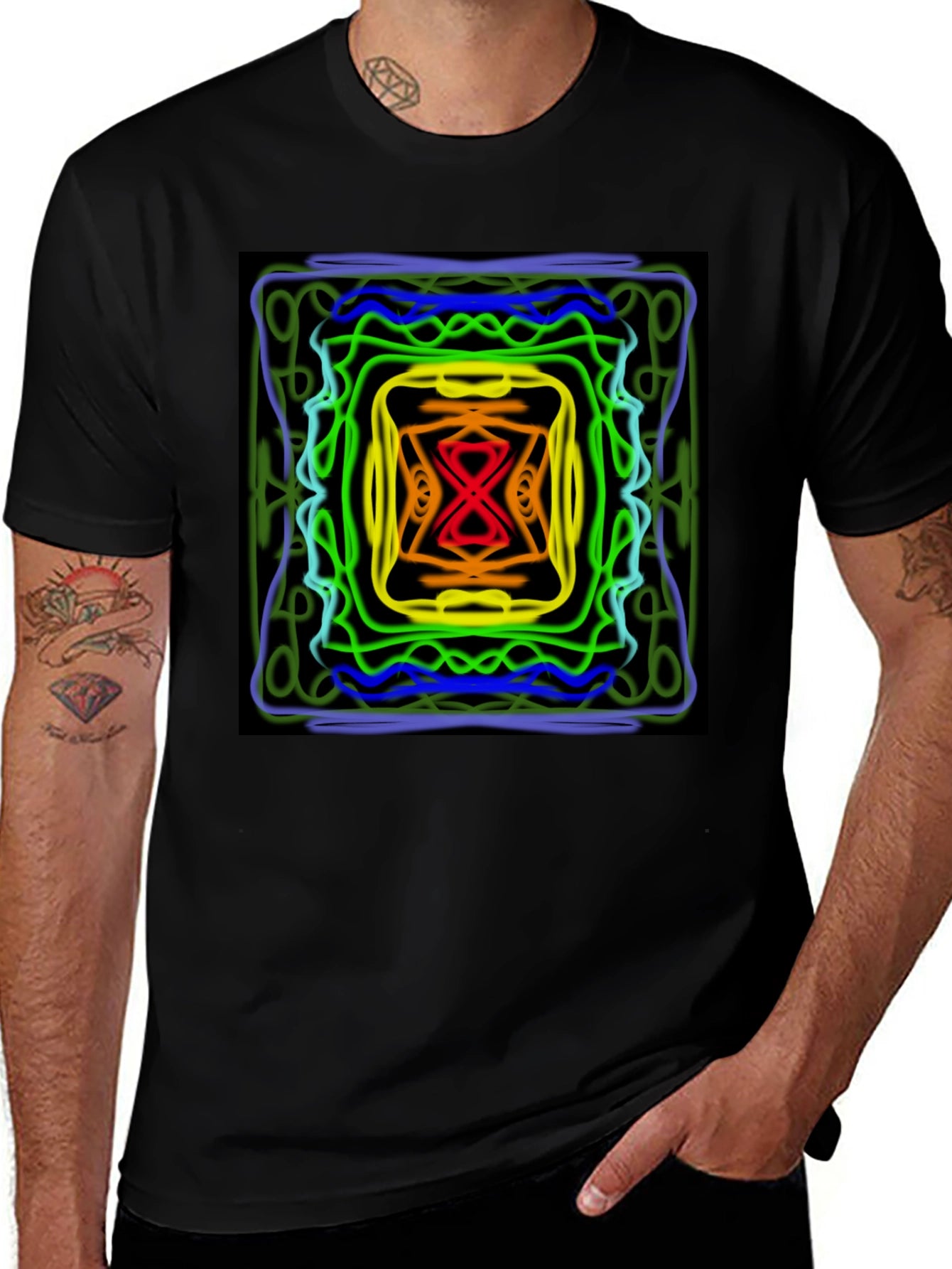 Abstract Graphic Print Black T-Shirt
